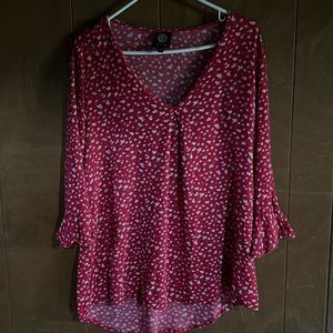 Bobeau Womens 3/4 Sleeve Blouse Size L
